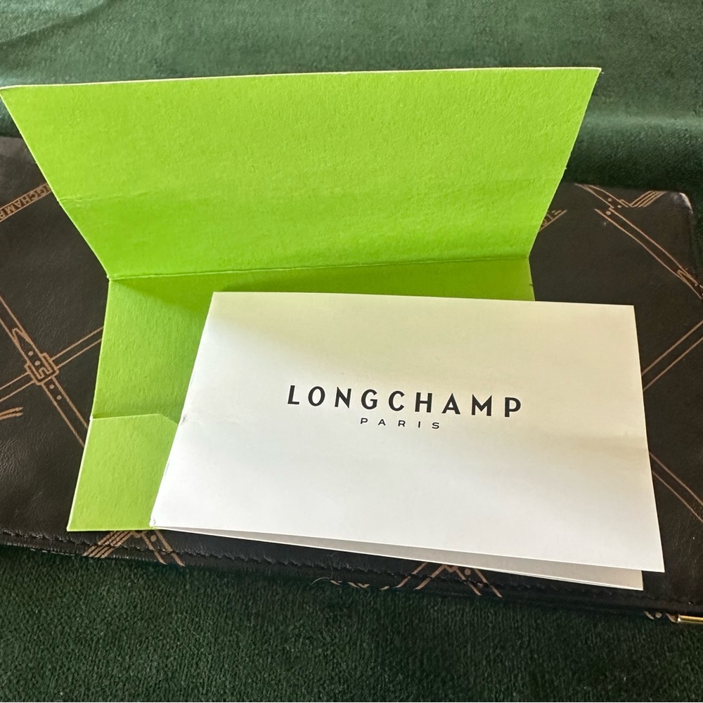 Longchamp Vintage Monogram Bifold Wallet Brown Tan Canvas Leather - Picture 5 of 8
